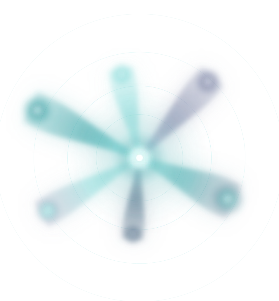 Six perspectives converging into a single point of light